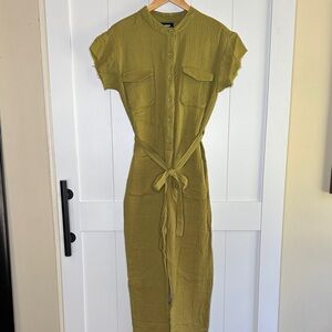 Monrow Olive Green Button-Down Jumpsuit Size Small
